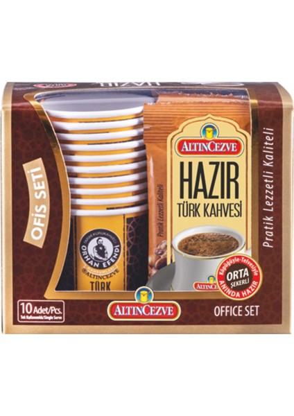 Ofis Seti Hazır Türk Kahvesi Orta (Orta Şekerli) 10&apos; Lu Paket (10 Adet x 9 Gr)