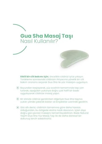 Bade Natural Yeşim Gua Sha Yüz Masaj Taşı