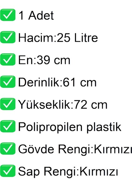 PK25 Plastik Çocuk Market Alışveriş Arabası 25 Litre Kırmızı fiyatları