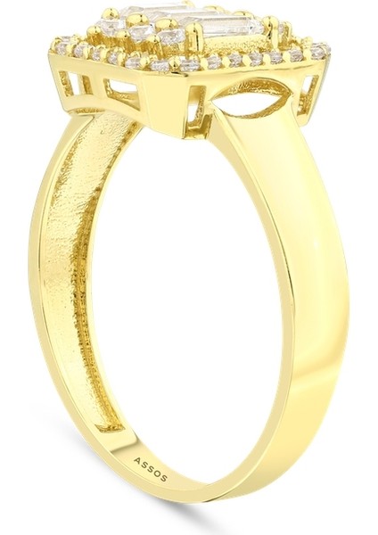 Altın Baget Taşlı Tasarım Yüzük - 14K fiyatları