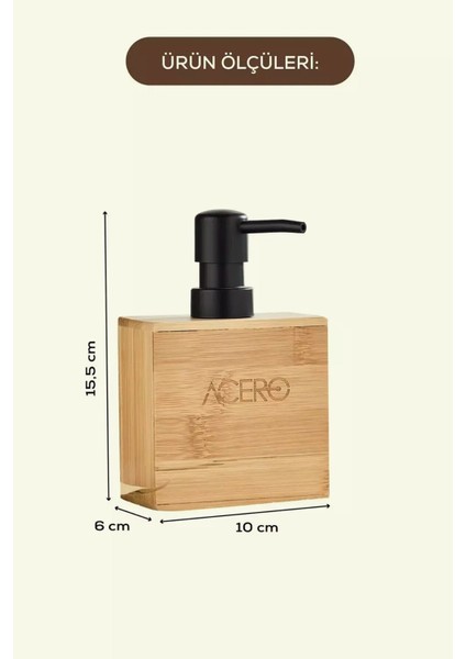 Bambu Dikdörtgen Sıvı Sabunluk Siyah Pompalı 220 ml