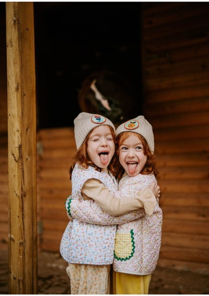 Lale Desenli Peluş Krem Yelek