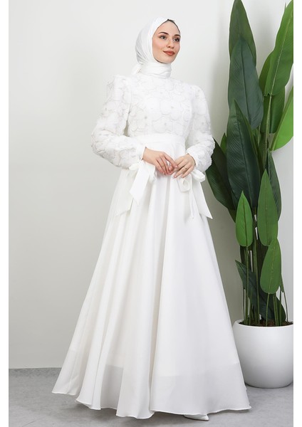 Aybike Prenses Abiye Beyaz modelleri