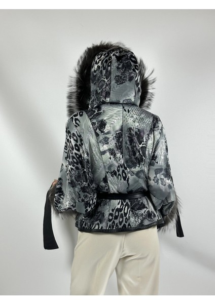 Çift Taraflı Giyilebilir Kadın Deri Mont Yarasa Model