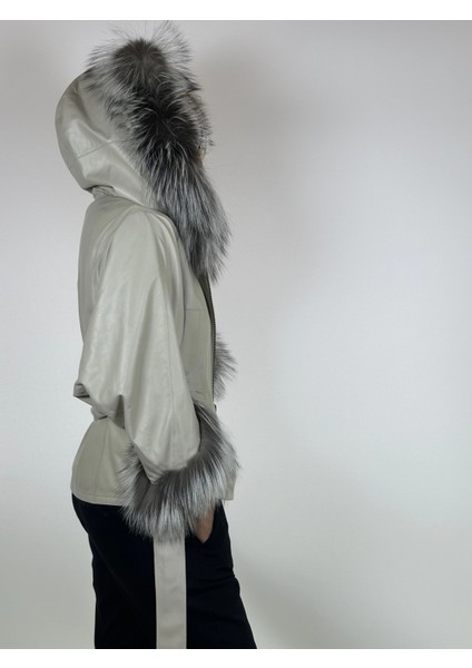 Çift Taraflı Giyilebilir Kadın Deri Mont Yarasa Model modelleri