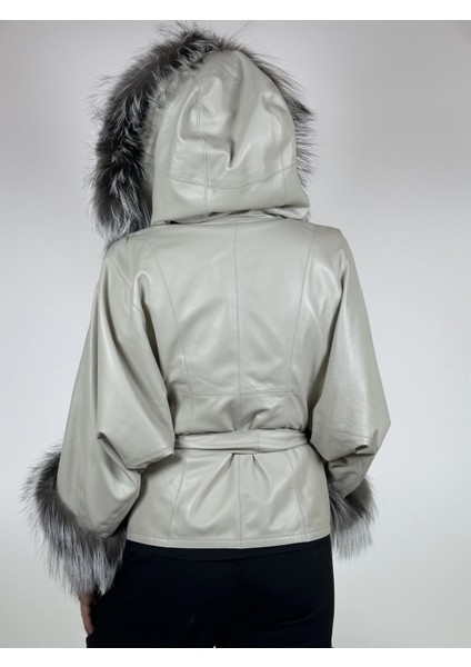 Çift Taraflı Giyilebilir Kadın Deri Mont Yarasa Model indirimleri