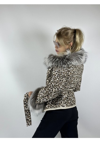 Çift Taraflı Giyilebilir Kadın Deri Mont Yarasa Model