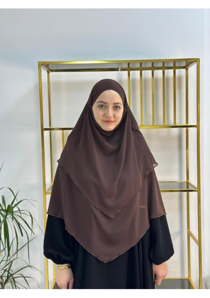 Tesettür Şifon Sufle,hazır Peçeli, Khımar ,hicap,kahve