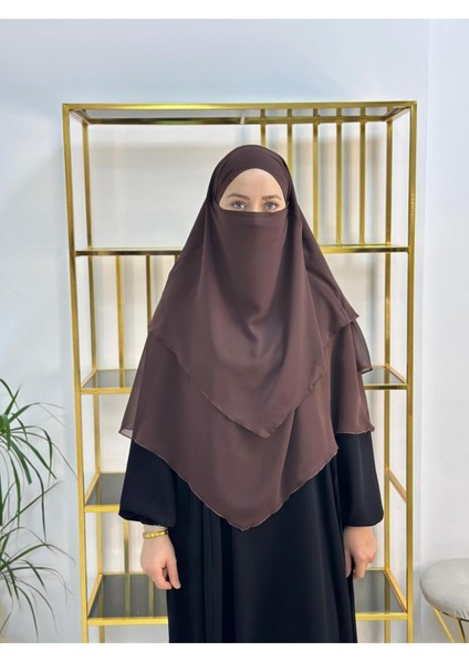 Tesettür Şifon Sufle,hazır Peçeli, Khımar ,hicap,kahve indirimleri