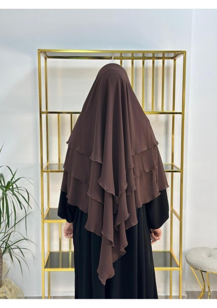 Tesettür Şifon Sufle,hazır Peçeli, Khımar ,hicap,kahve