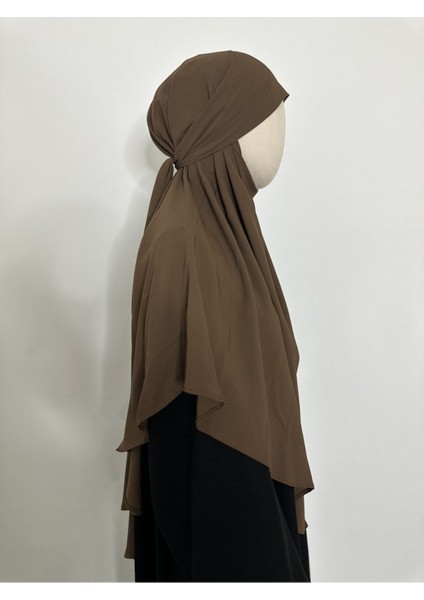 Sufle Hazır Esarp,tek Kat, Medine Ipegi (Hac ve Umre Icin Uygundur ) Hijap Khimar Kahverenk