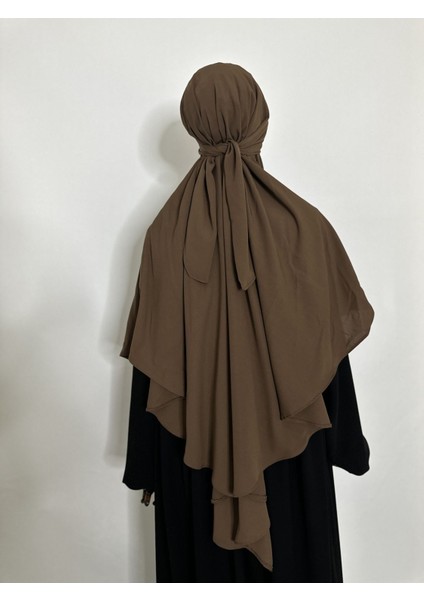 Sufle Hazır Esarp,tek Kat, Medine Ipegi (Hac ve Umre Icin Uygundur ) Hijap Khimar Kahverenk