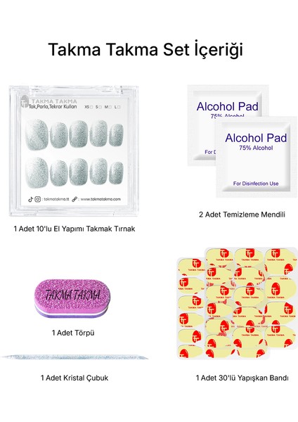 10'lu Mavi Kısa Yuvarlak TT1248 Tekrar Kullanılabilir El Yapımı Protez Takma Tırnak - Mavi-XS fiyatları