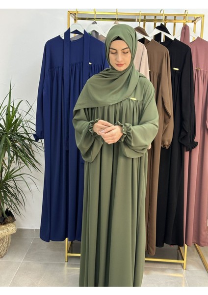 Şallı ve Üsten Robalı,kemerli Elbise Takım .hijap ,abaya (Hac ve Umre Için Uygundur) Yeşil