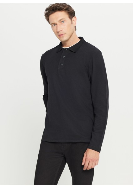 Polo Yaka Siyah Erkek Sweatshırt ACE052261086_SYH modelleri