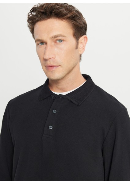 Polo Yaka Siyah Erkek Sweatshırt ACE052261086_SYH fırsatları