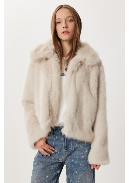 Kısa Suni Kürk Kaban LXA0002 Bej