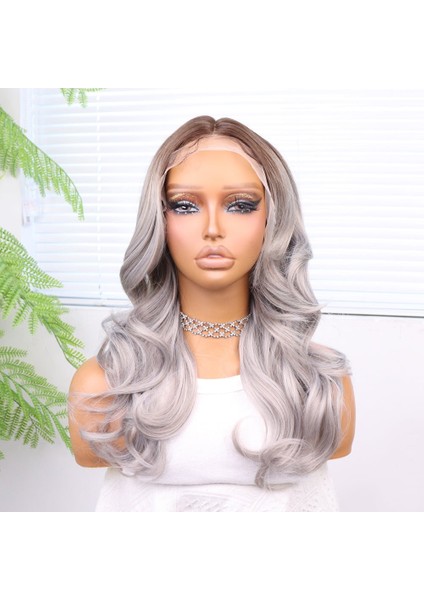 Açık Kumral Gri Ombreli Bebek Saçlı Fiber Sentetik Tül Peruk fiyatları