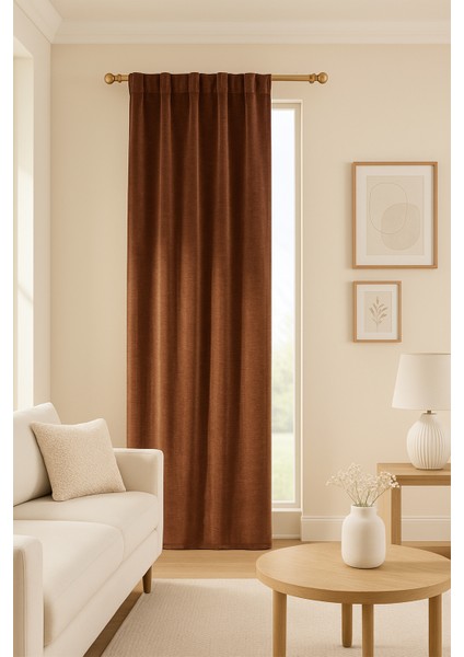 Rayna Kadife Perde Kiremit 120X210