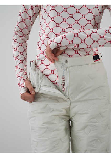 Kadın Ekru Kapitone Dokulu Oversize Pantolon