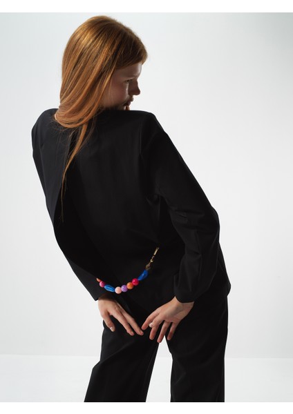 Kadın Siyah Esnek Dokulu Regular Fit Ceket modelleri