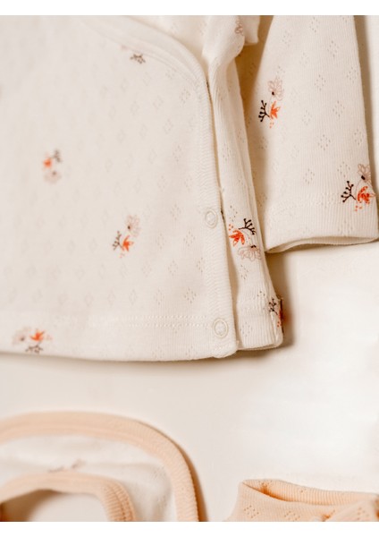 Yeni Doğan Kız Bebek Için Jakarlı Baskılı 5\'li Hastane Çıkışı (0-3 Ay fırsatları