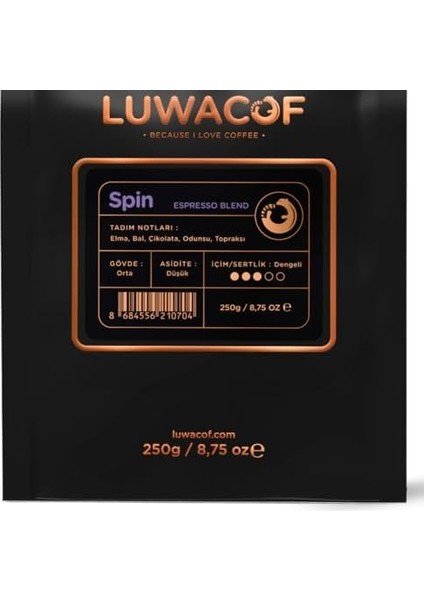 Luwacof Spin Espresso Blend Kahve (Çekirdek) 250 gr