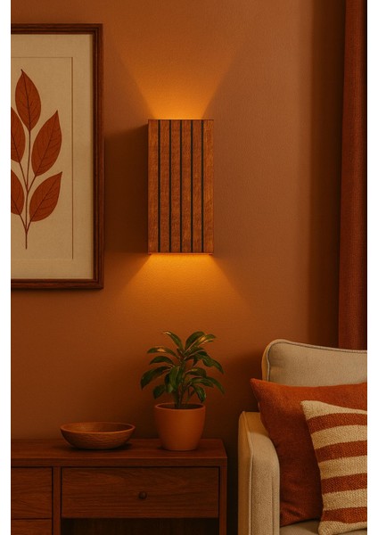 Yansıtma Tasarımlı Çift Yönlü Ahşap Salon Hol Cafe Otel Duvar Aplik Avize