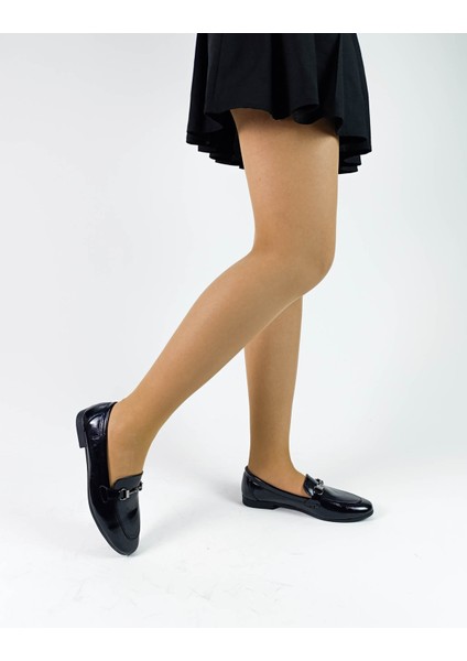 Siyah Alçak Taban Yumuşak Cilt Deri Tokalı Kadın Loafer Ayakkabı fiyatları