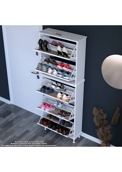 VARBİ UMAY' 2 Li Antre Hol 72x205x 26 cm’ lik 5 Düşer Kapak 10 Göz Raflı Ayakkabılık fiyatları