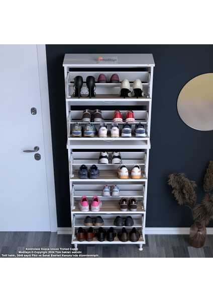 VARBİ UMAY' 2 Li Antre Hol 72x205x 26 cm’ lik 5 Düşer Kapak 10 Göz Raflı Ayakkabılık fırsatları