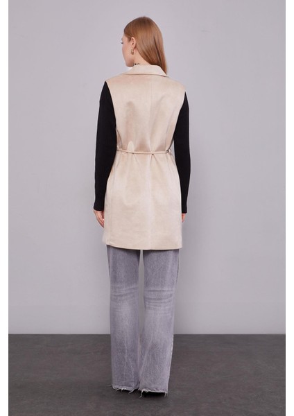 Bej Süet Kemer Detaylı Yelek fırsatları