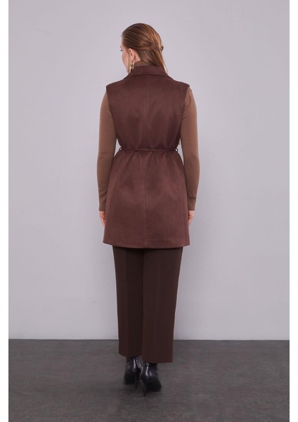 Acı Kahve Süet Kemer Detaylı Yelek fırsatları