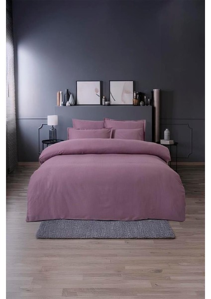 Jakarlı Saten Çift Kişilik Nev Takımı Dıamond Puce fiyatları