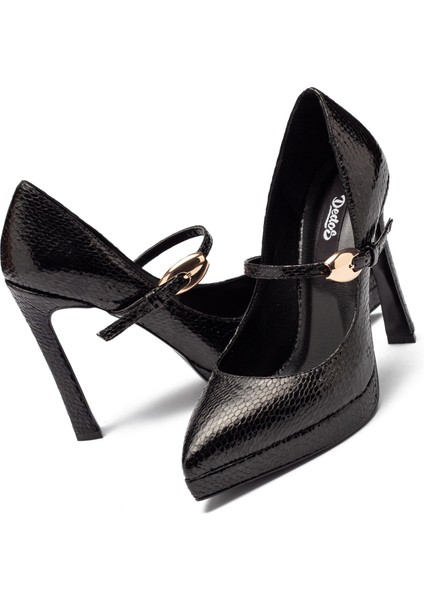 Kadın Yüksek Topuklu Yılan Desenli Tokalı Platform 6000 modelleri