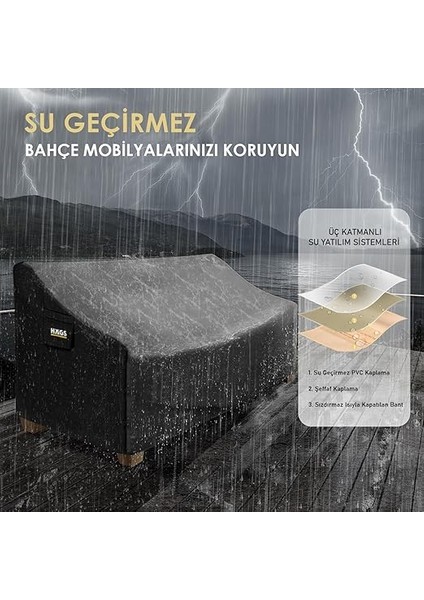 Tek Kişilik Bahçe Koltuk Örtüsü, Koruma Kılıfı, Su Geçirmez Açık Hava Bahçe Mobilya Kılıfları, Dış Mekan Sandalye Kılıfı Örtü Branda, Ağır Hizmet Tipi, 80-85-90CM - Siyah modelleri