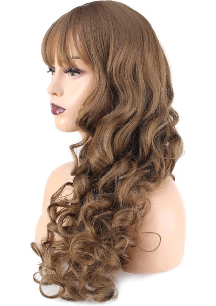 Dalgalı Perçemli Uzun Fiber Sentetik Peruk - Bebek Kumralı fırsatları