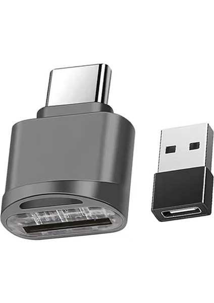 USB C Micro Sd Kart Okuyucu, Tip C Adaptörlü, Otg Sdxc Sdhc Uyumlu, Samsung, Macbook, C Tipi Akıllı Telefonlar ve Tabletler Için (Koyu Gri)