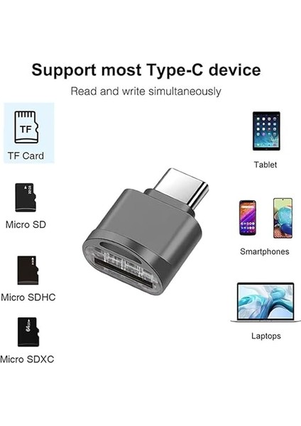 USB C Micro Sd Kart Okuyucu, Tip C Adaptörlü, Otg Sdxc Sdhc Uyumlu, Samsung, Macbook, C Tipi Akıllı Telefonlar ve Tabletler Için (Koyu Gri) fiyatları