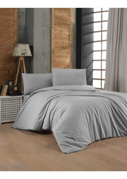 Çift Kişilik % 100 Pamuk Nevresim Takımı Lıght Grey