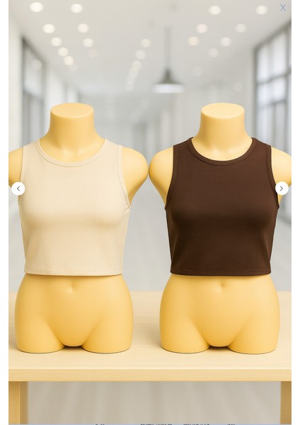 Kadın Giyim 2 Adet Pamuklu Kolsuz Crop T-Shirt LL.IL23.KE17.301