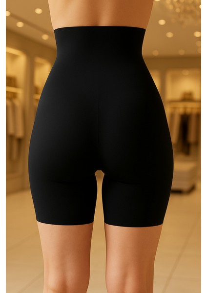 Toparlayıcı Süper Yüksek Bel Diz Üstü Lazer Kesim Siyah Korse OL.01.NB.9210 modelleri