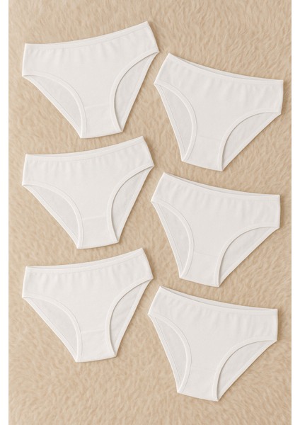 Pamuklu & Modal Esnek 6 Adet Beyaz Paris Model Bikini Külot LL.K51.O08.001