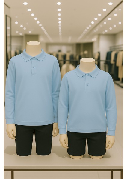 %100 Pamuk 2 Adet Uzun Kollu Polo Yaka Tişört LL.DIC.IN1.002