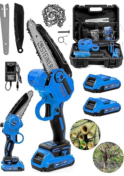 Alman 198 Vf 10 Ah 25 cm Bakır Sargılı Akülü Dal Kesme Budama Testere Bıçkı Makinesi Mavi fiyatları