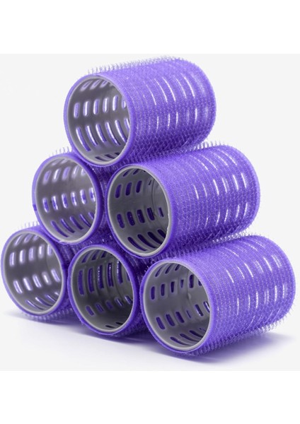 Croc 1215 Büyük Boy Bigudi 6lı (Cırtlı - Yapışkanlı Bigudi) Mor Çap: 4.5cm