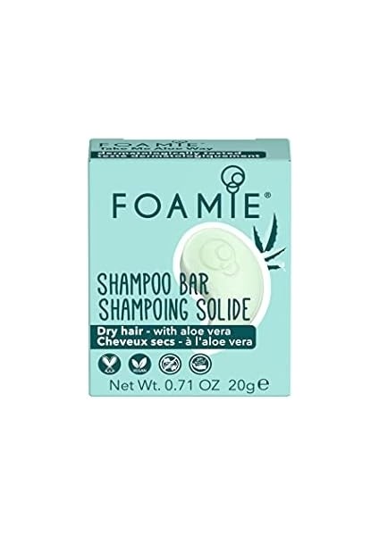 Foamie Kuru Saçlar Için Sağlam Şampuan, Aloe Vera ve Badem Yağı, Seyahat FORMATINDA,%100 Vegan, Plastik ve Sülfat Içermez, 20 G fiyatları