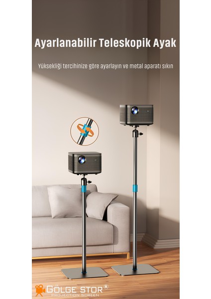 Projeksiyon Cihazı Standı Ayaklı Projeksiyon Vidalı-Gimbal Model Ayarlanabilir Yükseklik Tripod fiyatları