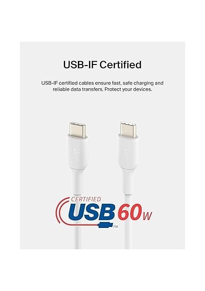 Boost Charge Usb-C - Usb-C Kablosu 1 M, Beyaz modelleri