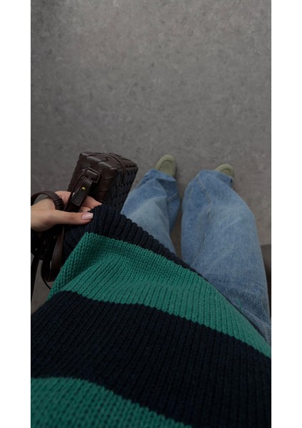 Kalın Çizgili Yeşil Kazak fırsatları